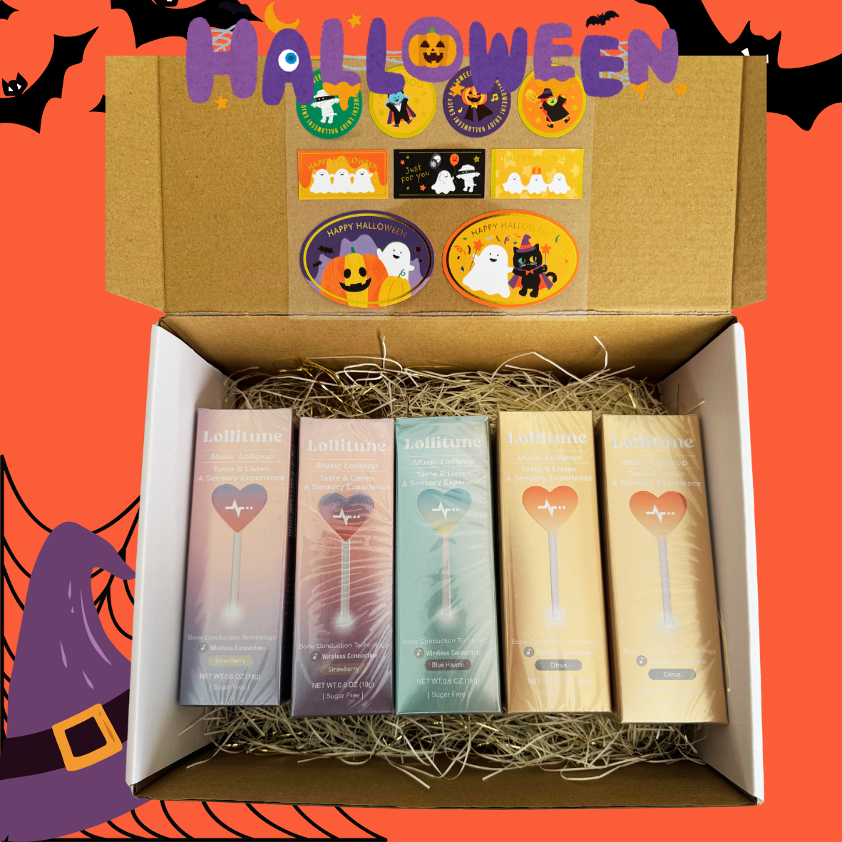 Music Lollipop Holiday Gift Box: Bone Conduction Music Lollipop-Wireless Connection/MP3 Songs-Bluetooth Connecting to Your Phone-Multiple Flavors